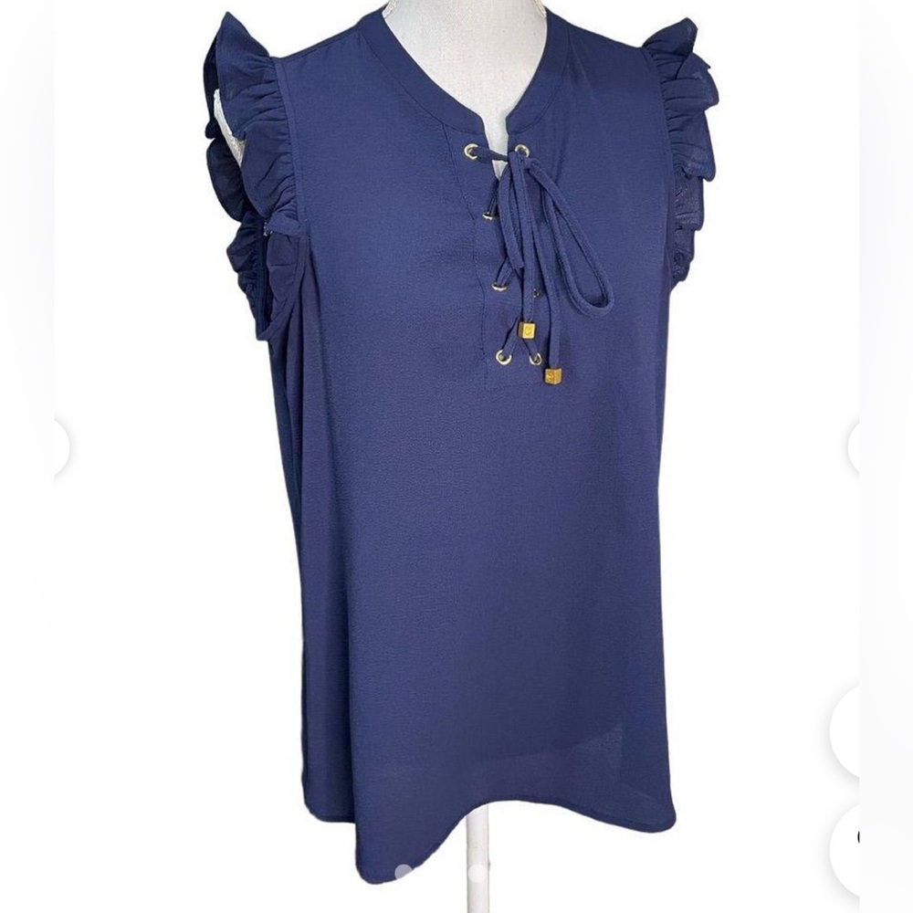 MICHAEL Michael Kors Navy Ruffle Blouse